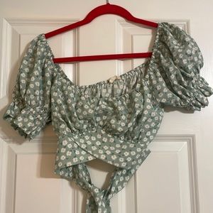 Altard State green floral crop top